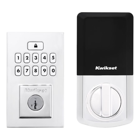 Kwikset Contemporary SmartCode Keypad Electronic Deadbolt SmartKey Bright Chrome Finish 9260CNT-26S
